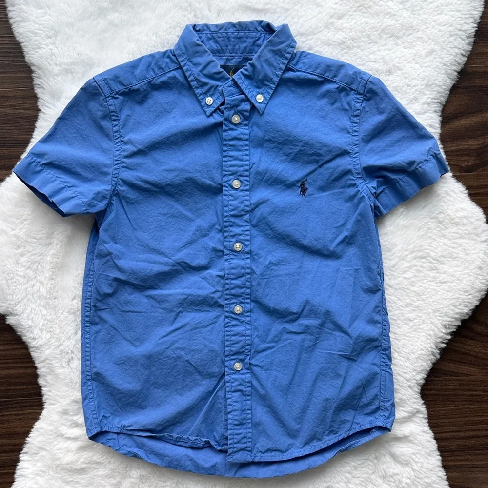 Ralph Lauren Boys Blue Oxford Button Down Shirt size 6